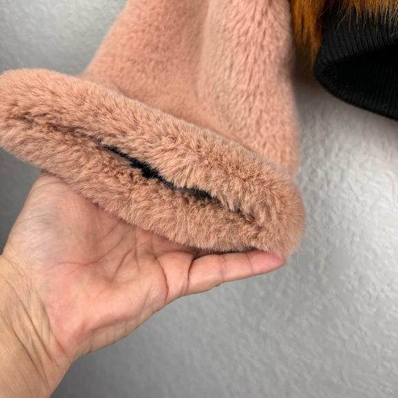 Shaci Blue Belfast Cropped Faux Fur Jacket Vegan Orangish Pink Zip Up Medium - Picture 6 of 13